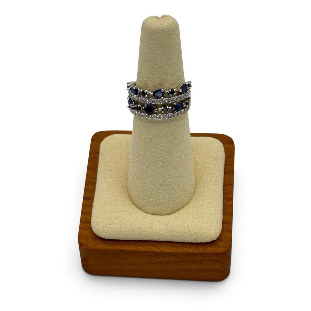 Bomb Party Over The Top & Owning It Ring Blue Sapphire Spinel Rhodium Size 6